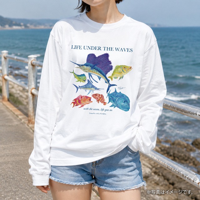 海の生きもの長袖Tシャツ（カジキ/GT/タマン）｜LIFE UNDER THE WAVES Model-10