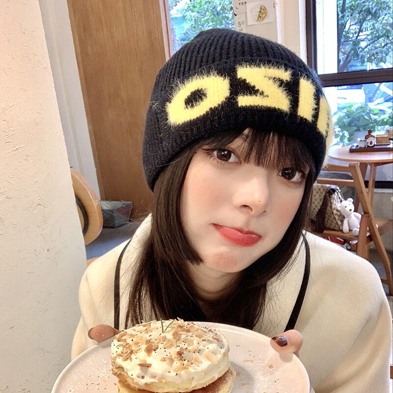 オータムウィンターブラックニット 帽子 秋物 冬物 ブラック・アイド・ピーズ2878850873