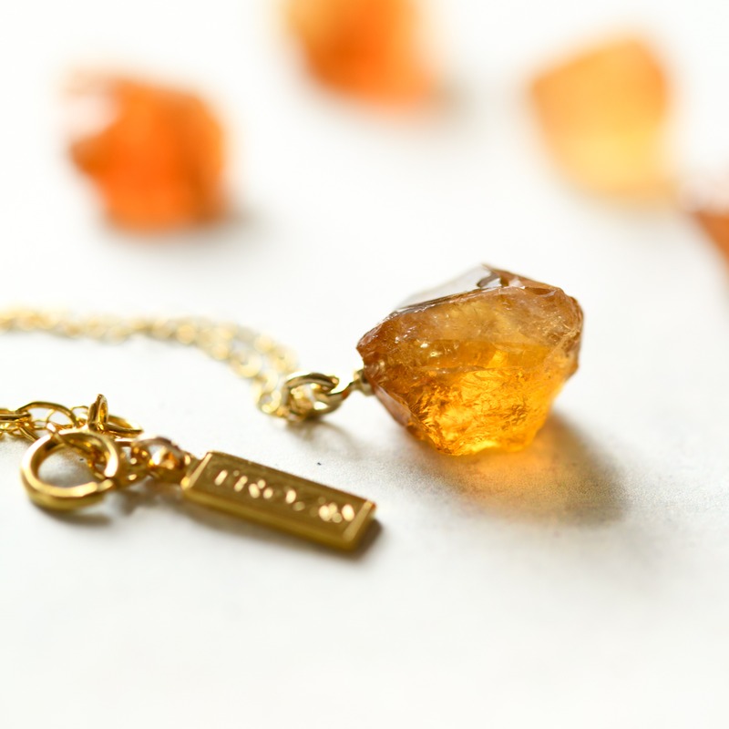 シトリン シトリン 鉱物原石ネックレス 【石おまかせ 金具選択可】 天然石 ハンドメイド アクセサリー