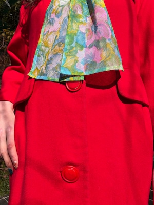 40's 50's big button red coat