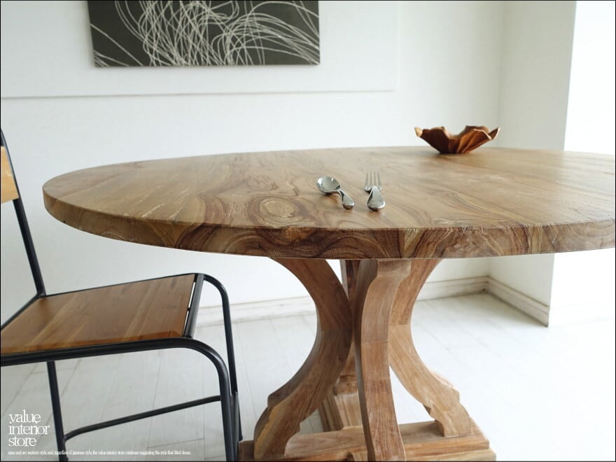 オールドチーク無垢材 丸テーブルkalz 円形テーブル ダイニング