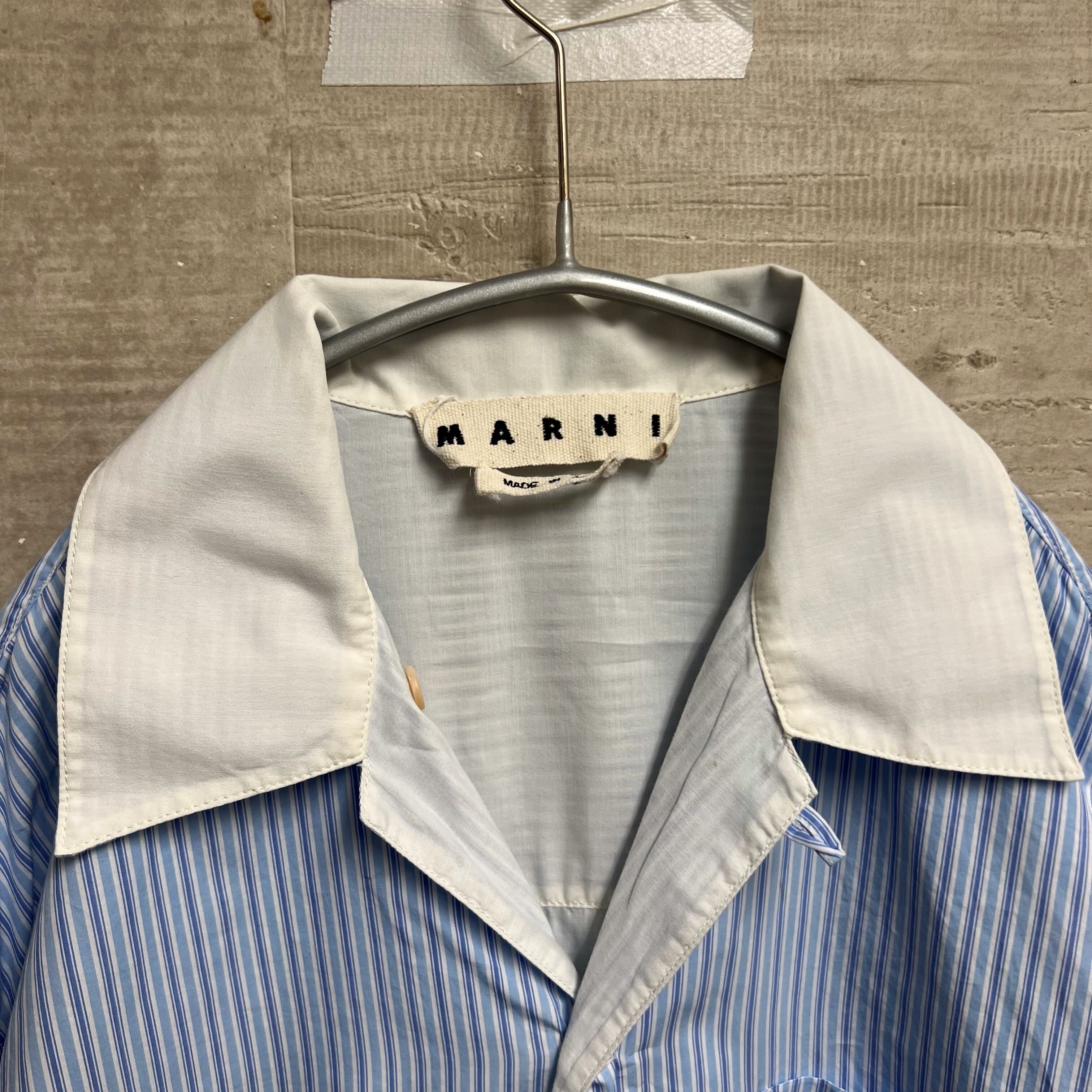 MARNI マルニ 19SS ストライプオープンカラーシャツ 半袖シャツ size46  