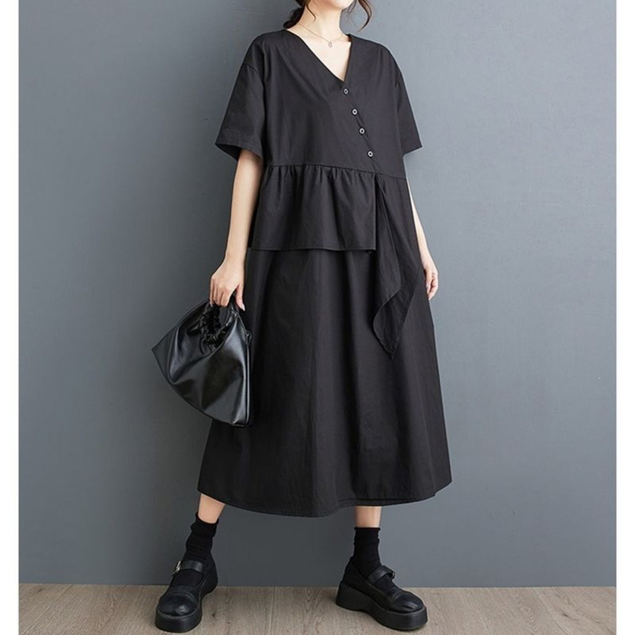 アシンメトリー ドレープ ワンピース  30188