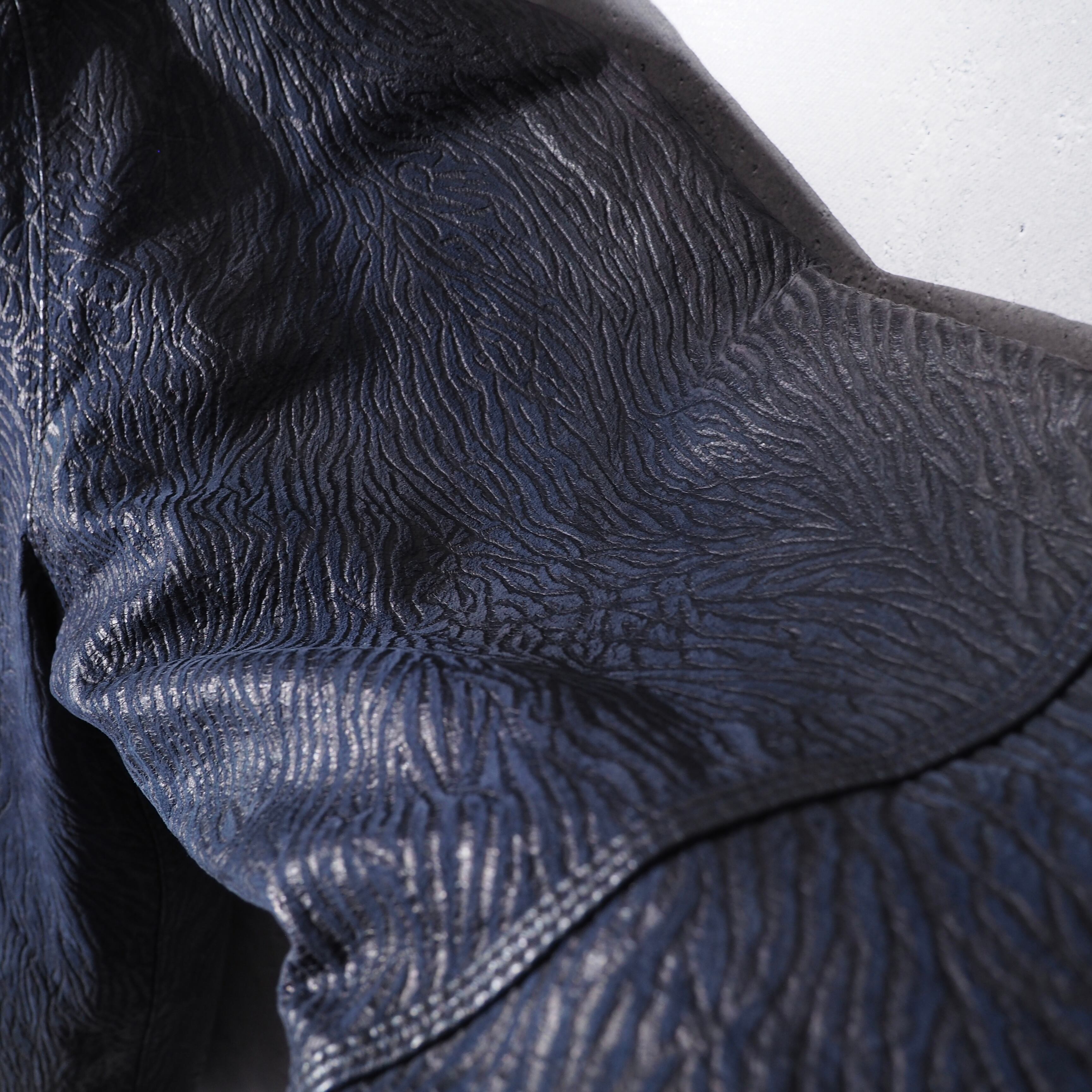 ” Adarcrea ” deformation mao collar silhouette vintage leather jacket