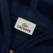 LACOSTE ラコステ ボーダー ウール ニット パーカー 3/ブルー×ネイビー メンズ