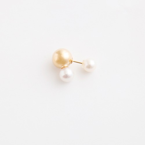 simmon／Brown Bunny Tale Pierce_Gold+Pearl（片耳）