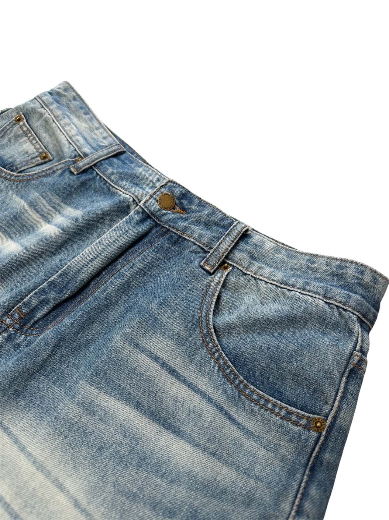 Washed Blue Wide Flare Denim