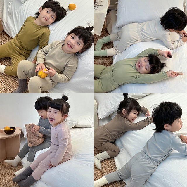 【BABY&KID】冬新作ピュアカラー柔らかルームウェア