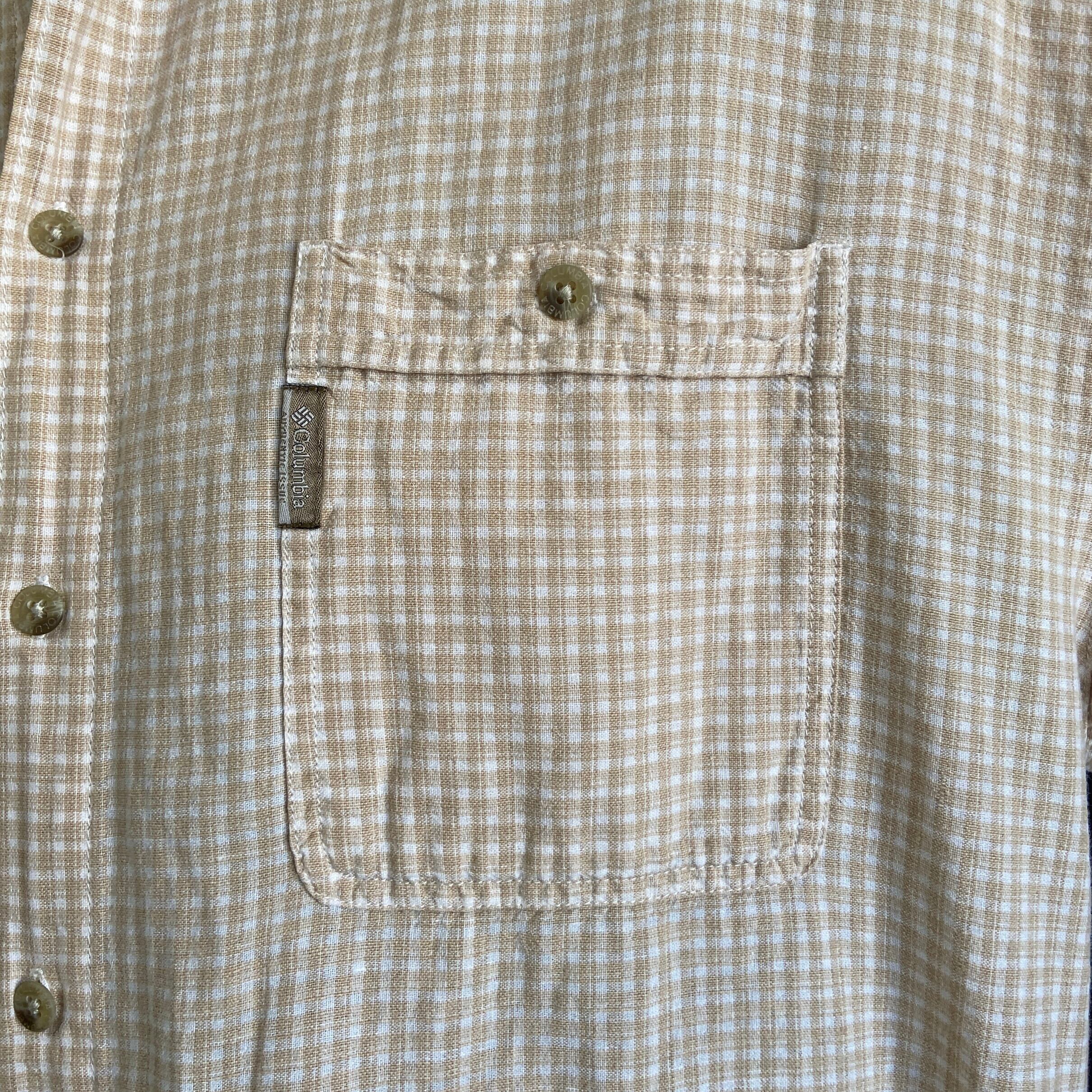 00年代 Columbia コロンビア リネン×コットン 半袖 チェックシャツ
