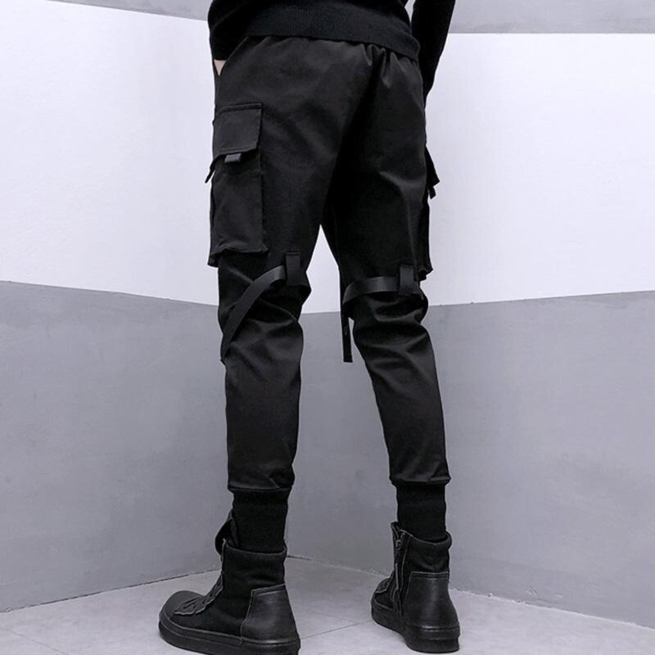 【M-3XL】Techwear Black Cargo Pants / テックウェア ブラック カーゴ パンツ