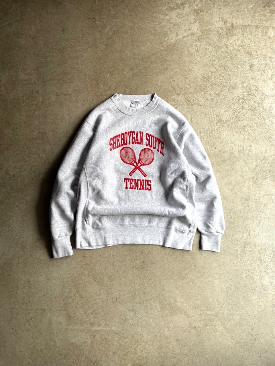 USA製 90's SANTEE HVYWT SWEAT SHIRTS “SHEBOYGAN SOUTH TENNIS”