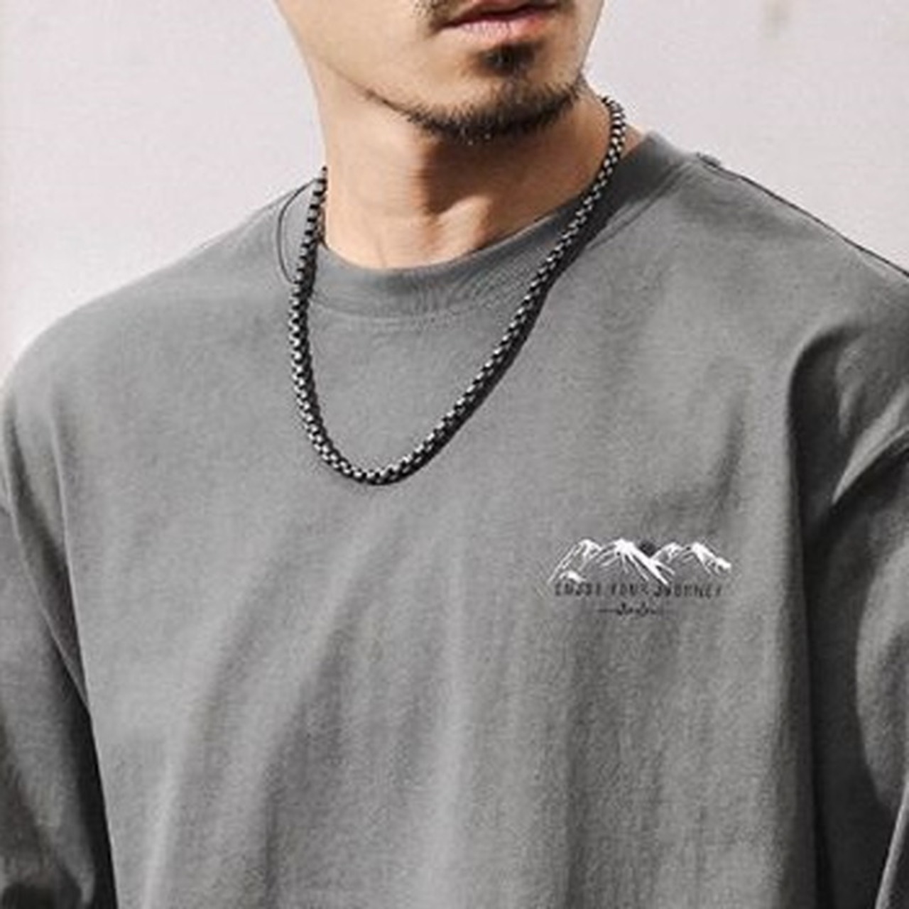 Back Print Long Sleeve Crew Neck T-Shirt ◇H0587