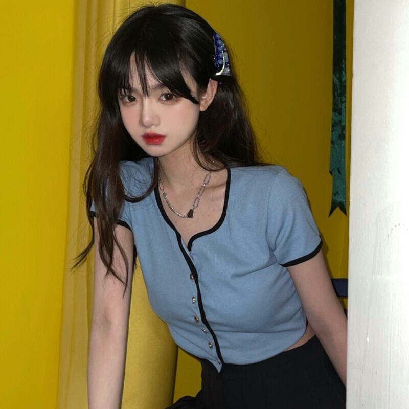 サマースタイルスタンダードカラーカジュアルTシャツ レディース レトロ 大人ガーリー スウィート キュート 夏物 YY-ファッション73655058658