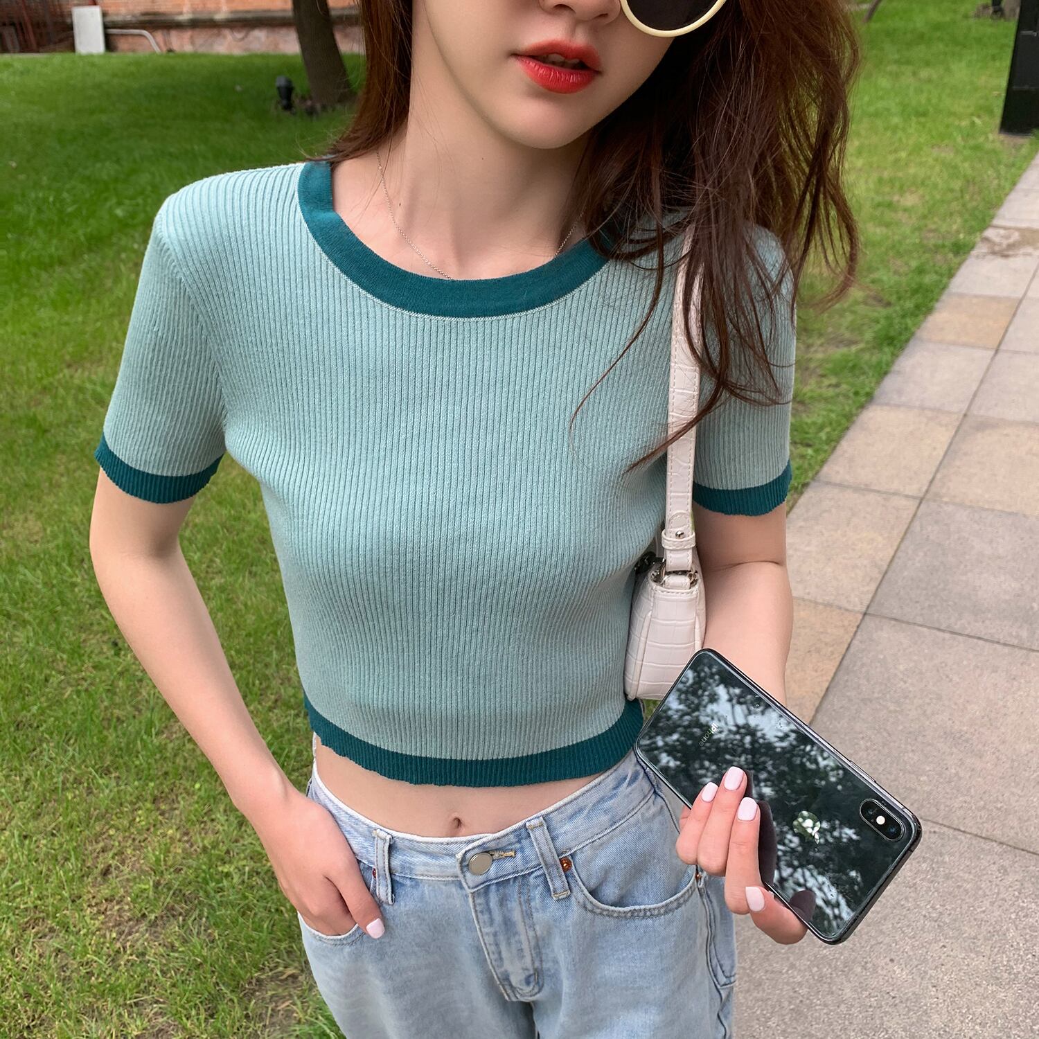 サマーショートニットセーター 薄手シャツ 大人ガーリー スウィート キュート カジュアル 夏物 6Du_Shop_Women51543604706