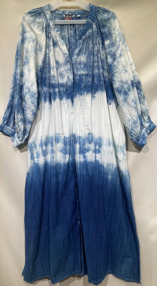 藍染ワンピース/長袖/綿/L[aiw602-117]送料無料