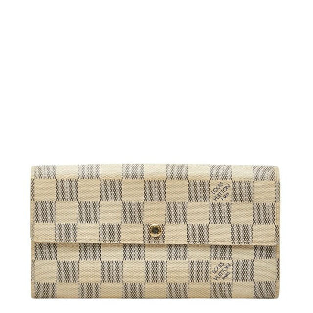 ルイ ヴィトン ダミエ アズール ポルトフォイユ サラ 長財布 N61735 ホワイト PVC レザー レディース LOUIS VUITTON 【中古】