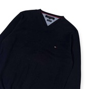 TOMMY HILFIGER トミーヒルフィガー Vネック Premium Cotton ニット セーター M/ネイビー メンズ