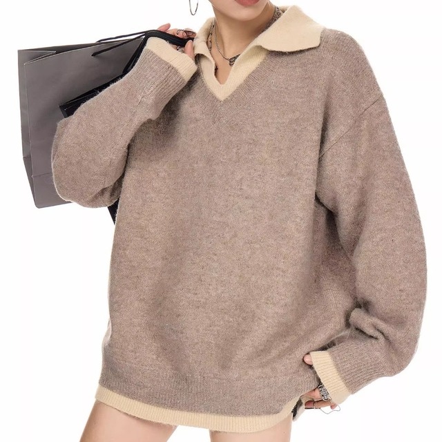 American Two piece Vneck Knit Sweater 12600