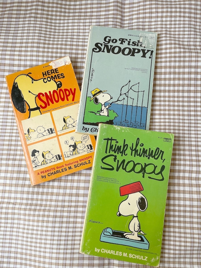 【アメリカ】スヌーピーの４コマ漫画本 / think thinner, Snoopy（グリーン）
