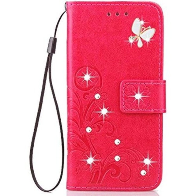 らくらくスマートフォン me F-01L ケース シン フィット らくらくホン らくらくスマホ おしゃれ 純色 四つ葉のクローバーの印 PUレザー 上絵 手帳型 カード入れ f-01l 財布カバー スタンド機能 耐衝撃 防塵 耐久性 装着やすい 吸着の機能 キラキラ 胡蝶 ラインストーン デコ メチャ可愛い F-01L らくらくスマートフォン me スマホカバー ローズ 214