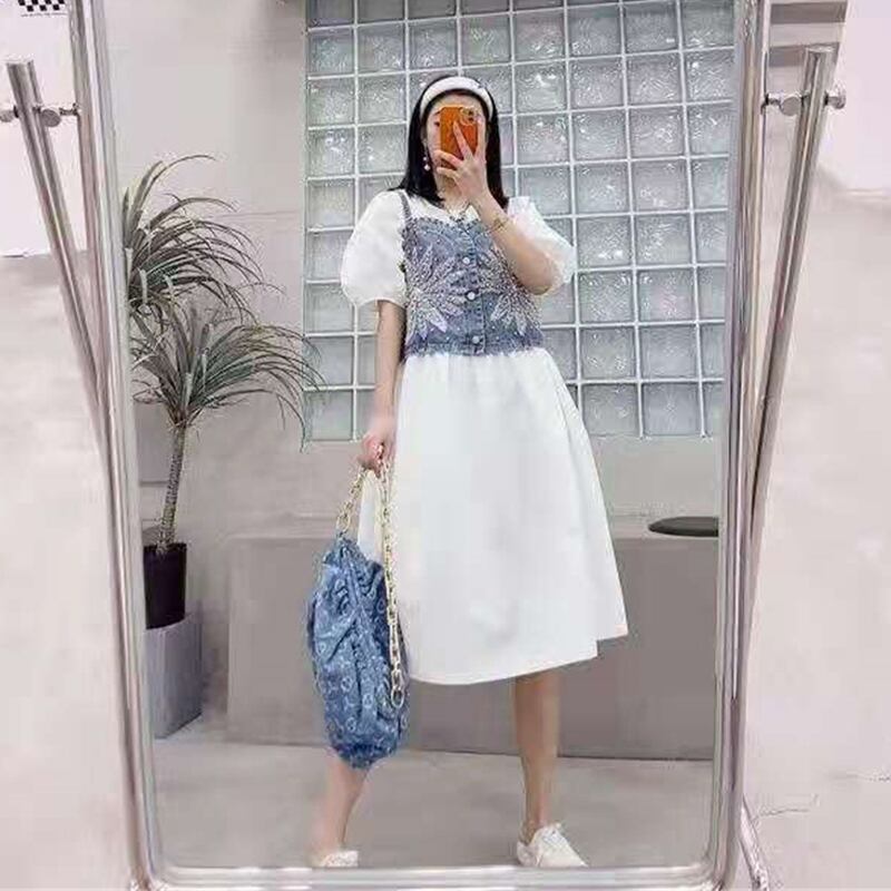 サマードレス スリム 大きめサイズ 夏物 ミックスインファッション28632602579