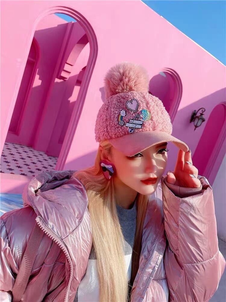 2カラー】ファー 帽子 キャップ ピンク ブルー | LOVEYsmileSHOP