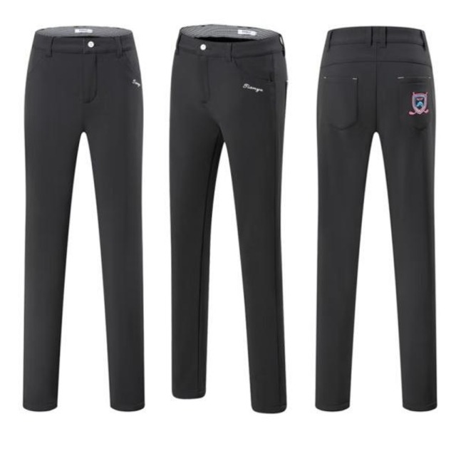 ゴルフウェア スポーツウェア パンツ レディース ガールズ ゴルフ スポーツ 秋冬 フリース あたたか スリムフィット 裏起毛 ズボン 刺繍 シンプル