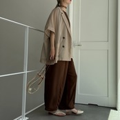 メッシュハーフ袖テーラードJK/ベージュ