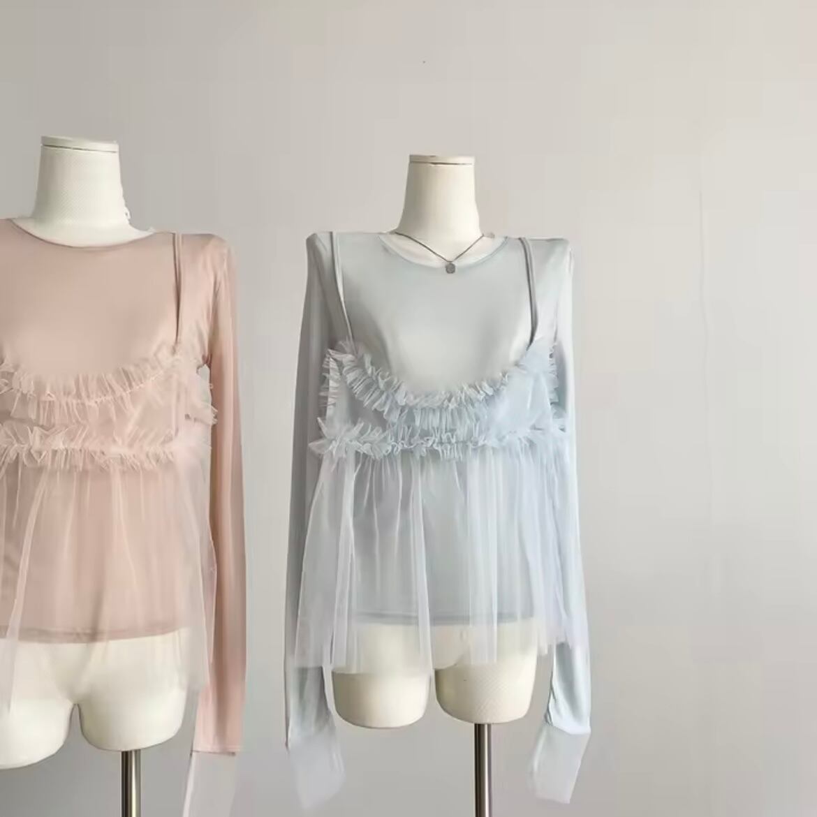 sheer bustier long t-shirt set