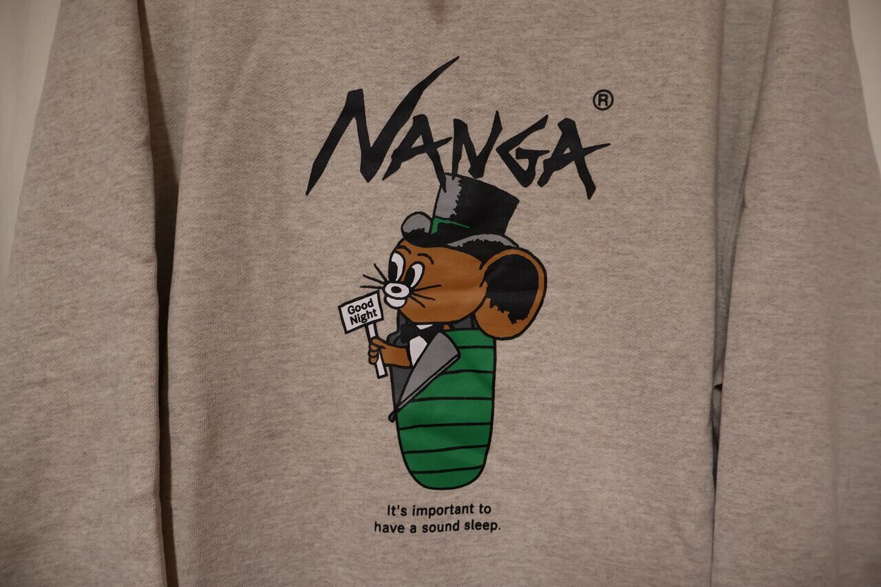 XL新品 NANGA ジェリーマルケス 寝袋 プリント スウェット パーカー
