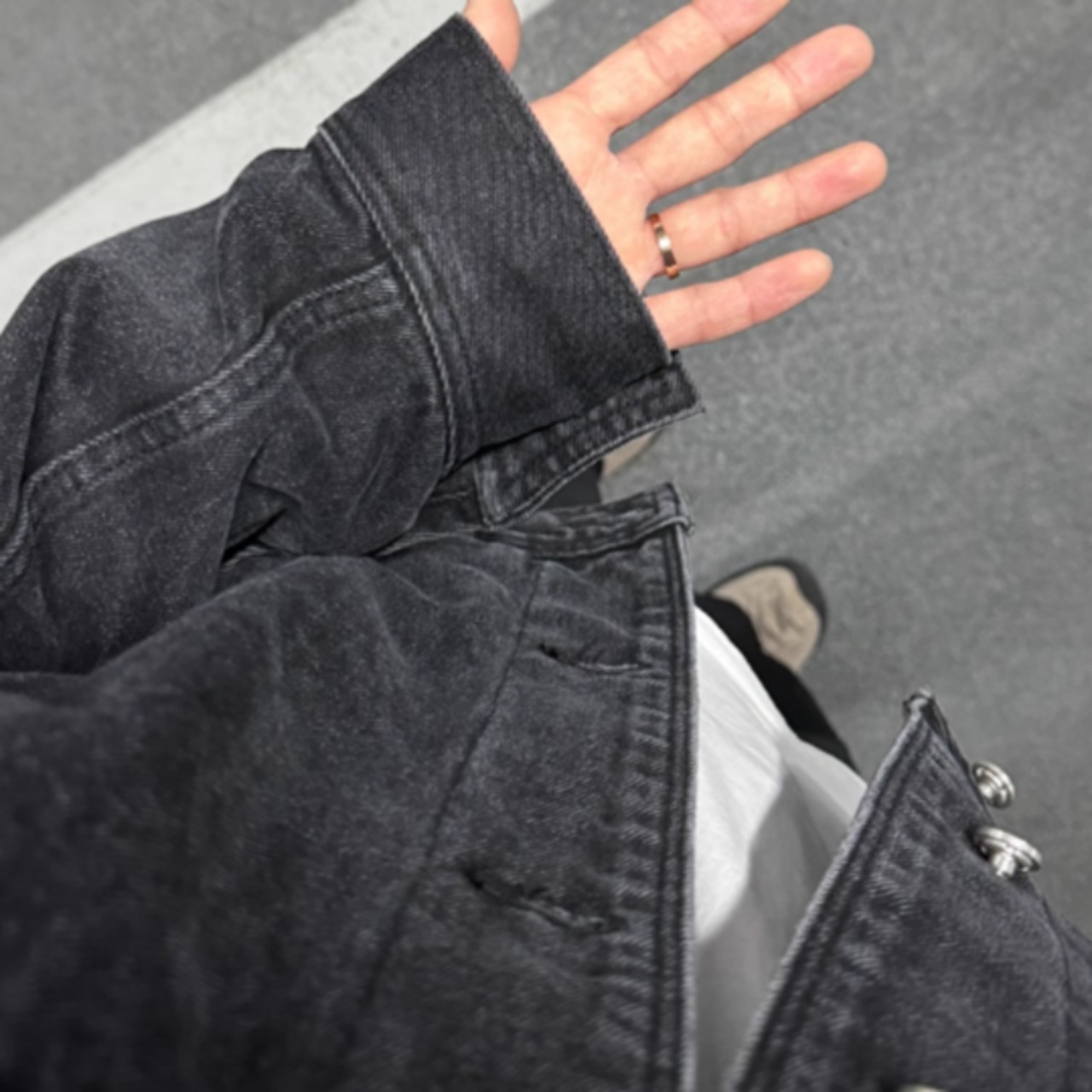 レトロウォッシュブラックデニムジャケット　0826