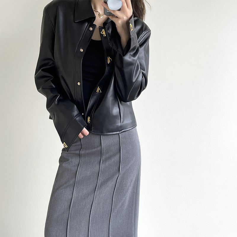 ゴールドボタンレザージャケット 10893 | seeds