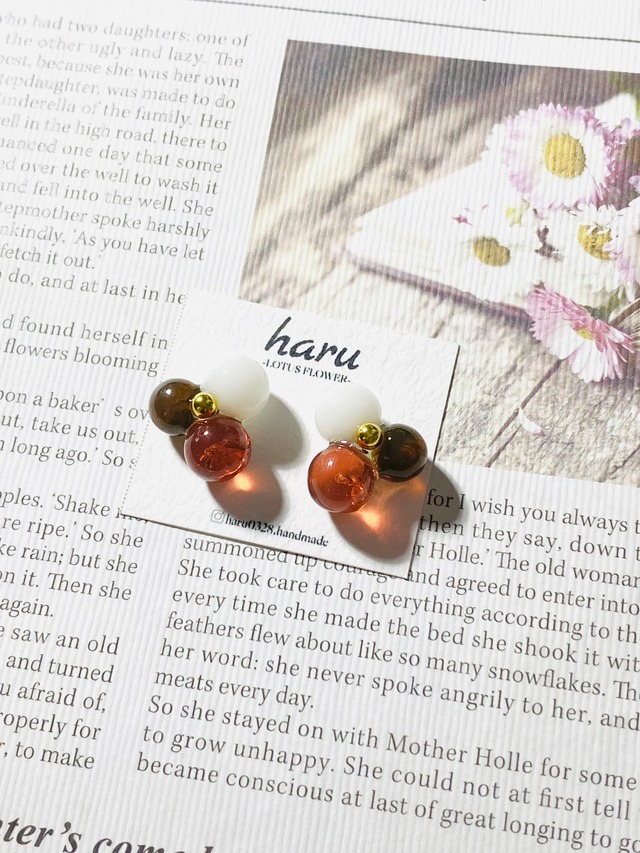 秋カラー　レジン　ピアスorイヤリング