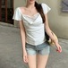 レースネックフレアスリーブTシャツ ・77900