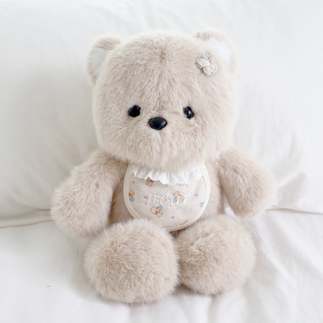 【予約】[near by us] my name dog bib(beige bear）