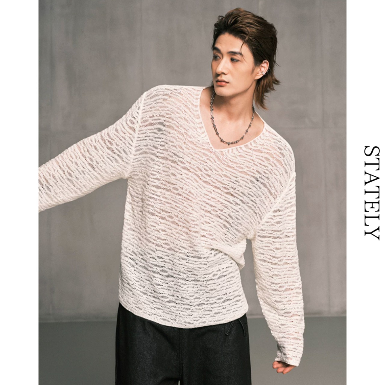Sheer Wave Vネックニット/3color_T75・画像8