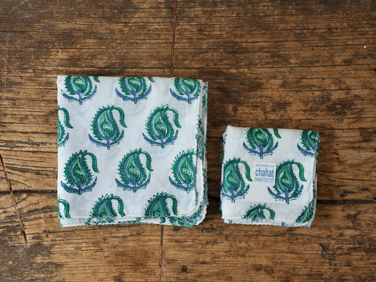 156ri049 Block Print Handkerchief b38