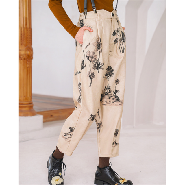 レトロプリントハイウエストパンツ　10926