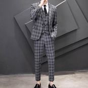 plaid formal casual suit 3piece 00036