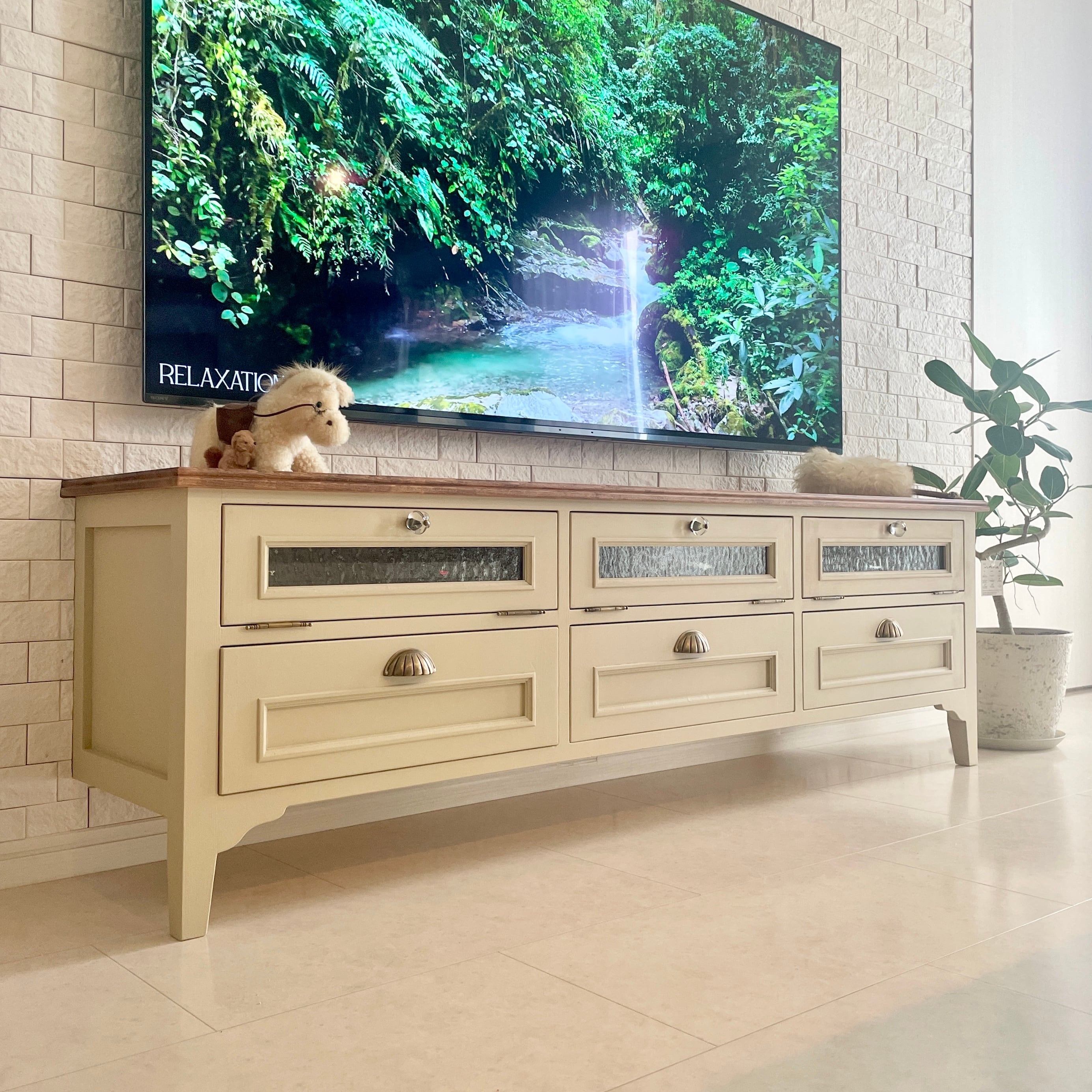 オーダーメイドパイン材テレビボードアンティーク