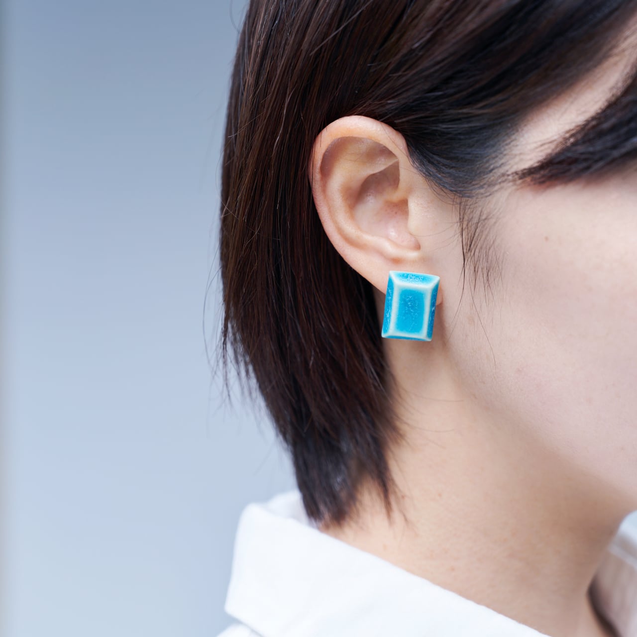 陶磁器ピアス/イヤリング 〈FUDGE×瑞光窯〉 No.009 Turquoise | ZUIKOU