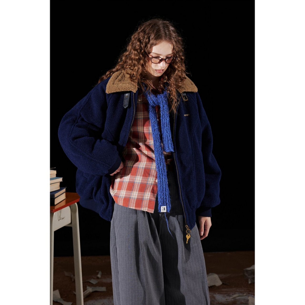 【暖かさUP】ストリート ラペル ムートンコート 中綿ジャケット T1973