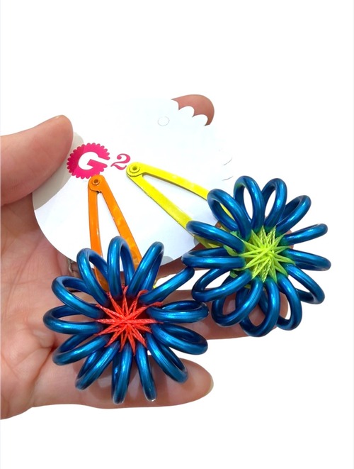 【9/27(日)21:00-9/30(水)12:00まで限定❣️】GYAN GYAN STYLE / FUN FLOWER ヘアクリップ2Pセット（メタリック）