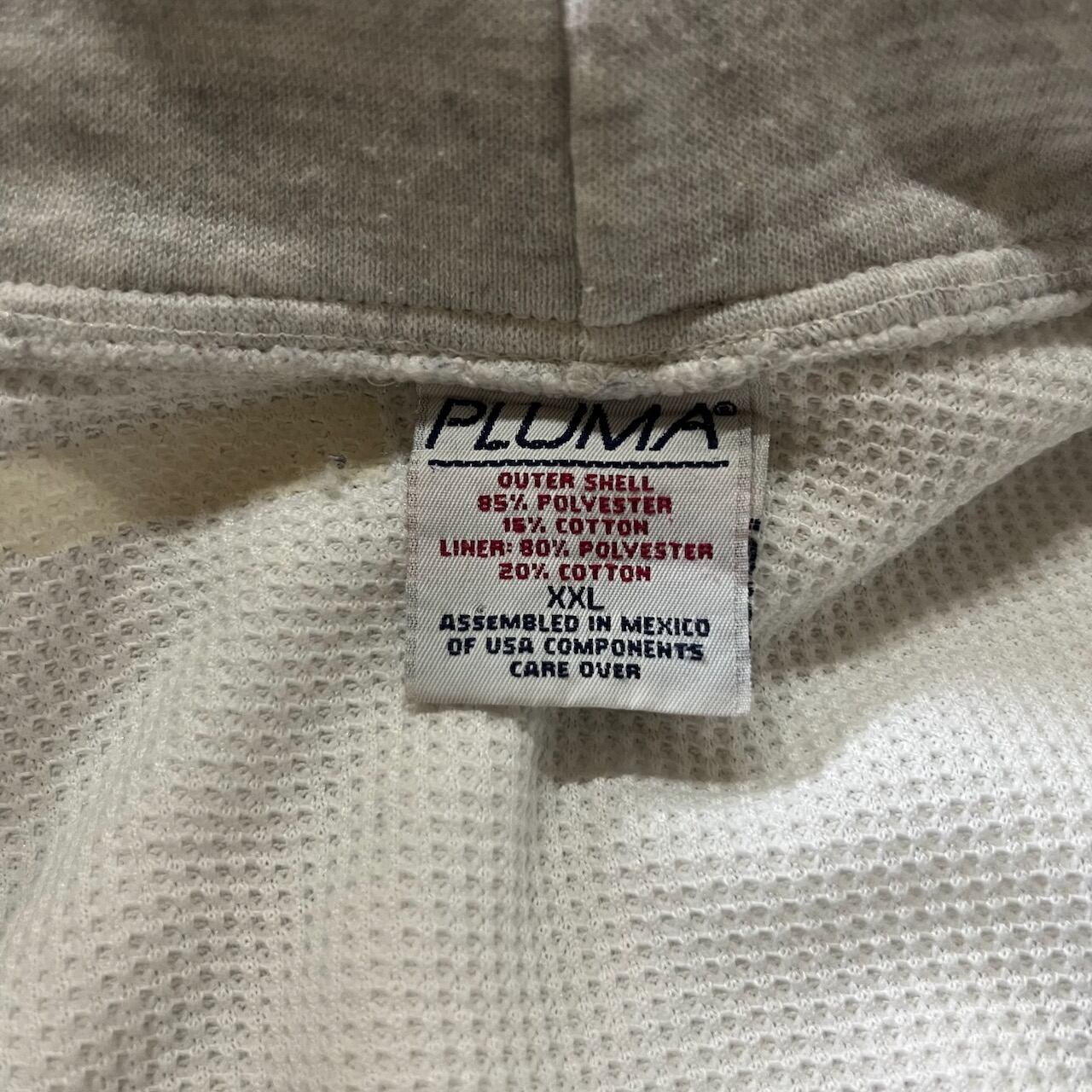 90s PLUMA ダブルフェイス 裏サーマル 無地 ジップフーディー パーカー