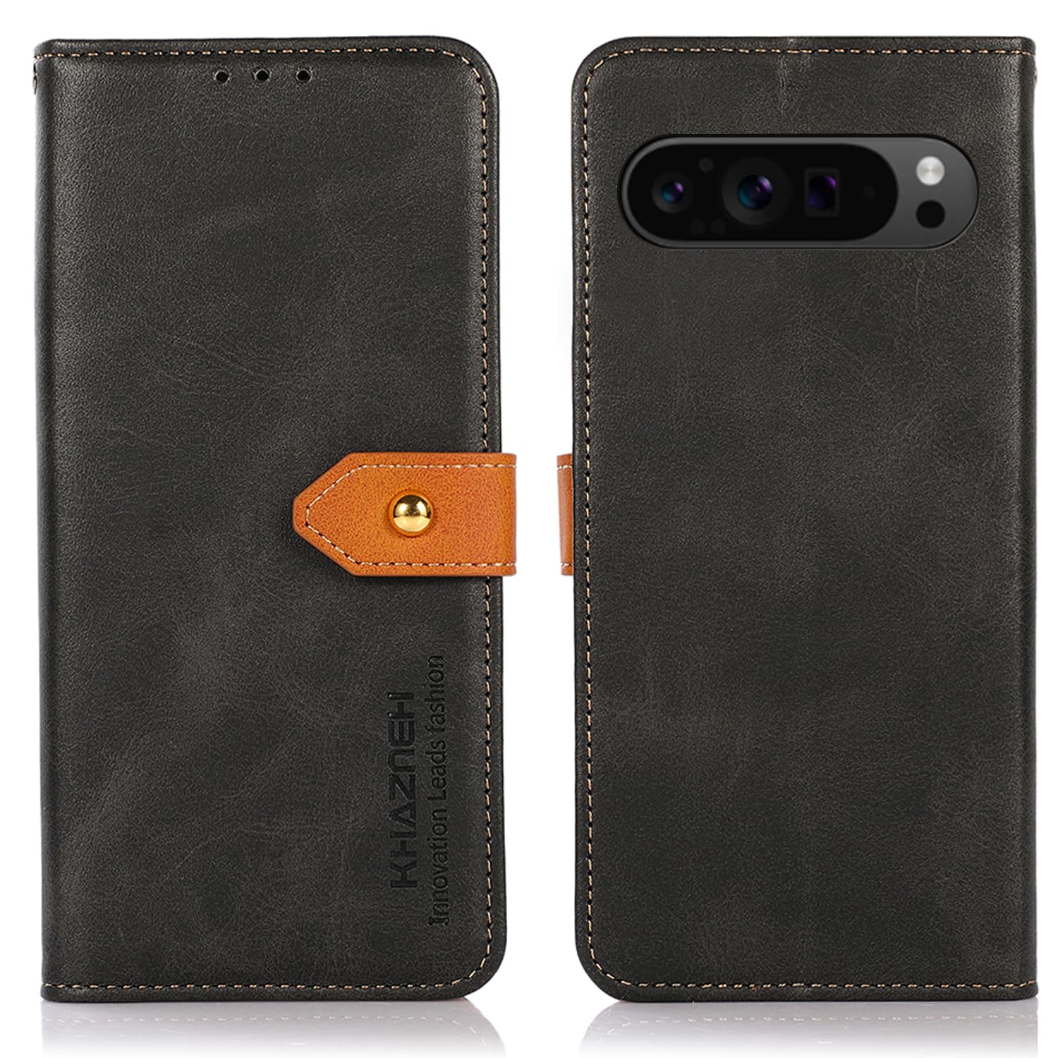 FOR Google Pixel 11/11 Pro ケース 手帳型 For グーグル ピクセル11 プロ カバー 財布型 高級PUレザー 耐衝撃 マグネット式ボタン スピーカーホール付き カード収納 大容量 3枚 横置きスタンド機能 ストラップホール有り 耐摩擦 Ayakumo ブラック