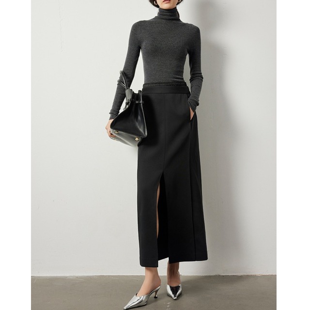 【スリット入りロング丈タイトスカート 】P00841