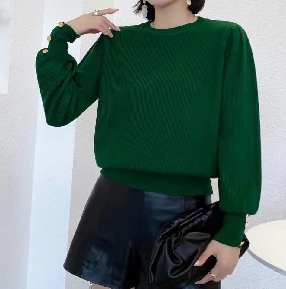 カフスゴールドボタン リブニット　AJ1080-6299