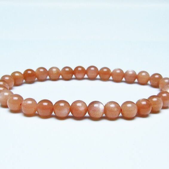 オレンジムーンストーン ブレスレット 6mm 一点物 メール便可 [M便 1/10] 111-48554