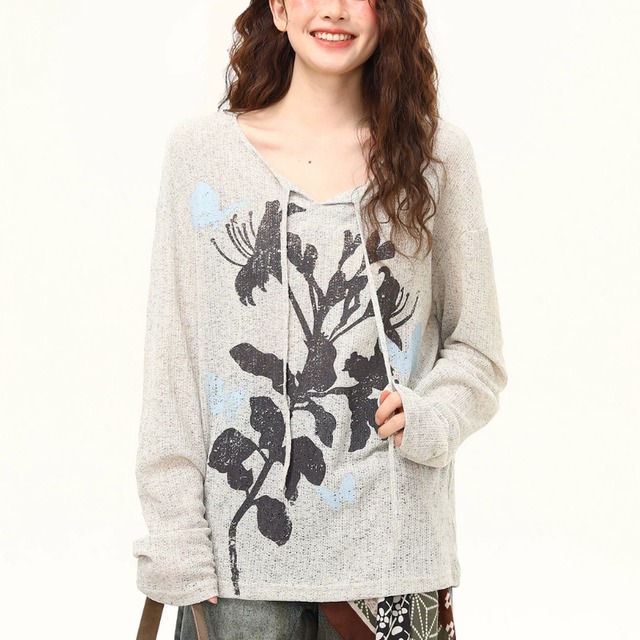 floral design loose top　フラワーデザインルーズトップス　J2179