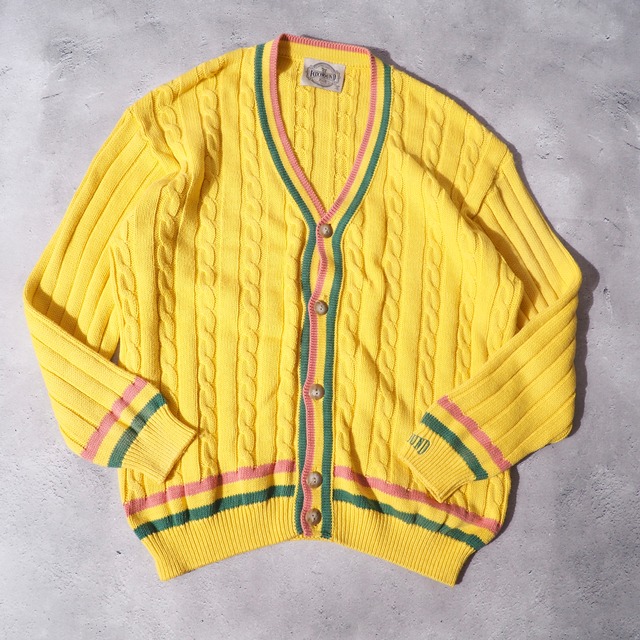 1990s ” Fox hound ” calm lemon yellow color cotton knit cardigan (made in Italy)